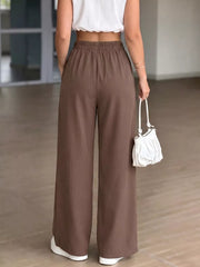 modern wide-leg pants in cocoa brown with N/A
