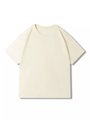 Men's apricot 100% cotton crew neck t-shirt with short sleeves.