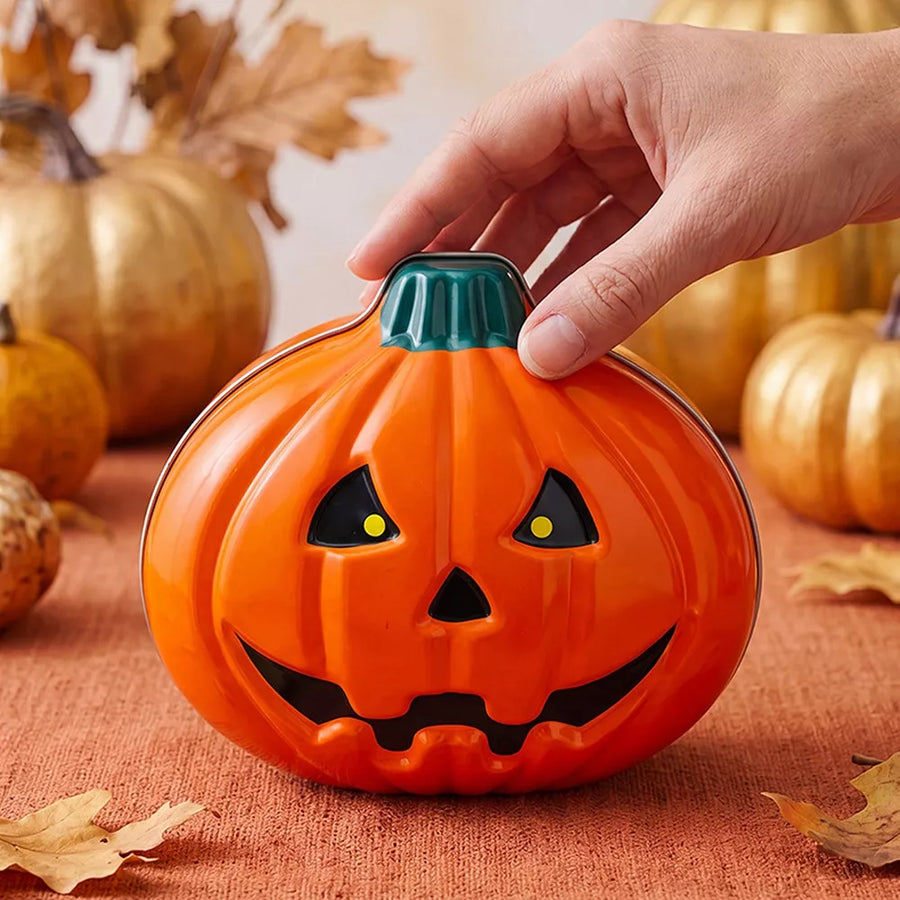 storage box featuring jack-o'-lantern motif in black with Alloy Imported Size &amp texture