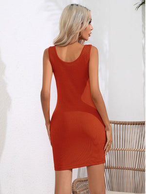 Dark Green Ribbed Tank Bodycon Midi Dress