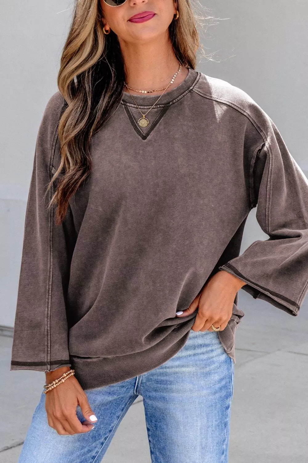 3/4 Sleeve Mineral Wash Cotton Top in this colorway