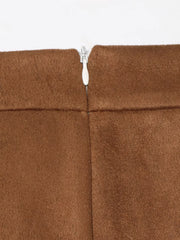 Brown midi skirt with zipper detail