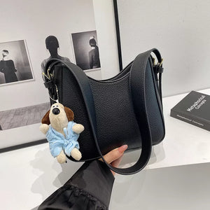 Black Pu Leather Crossbody Bag