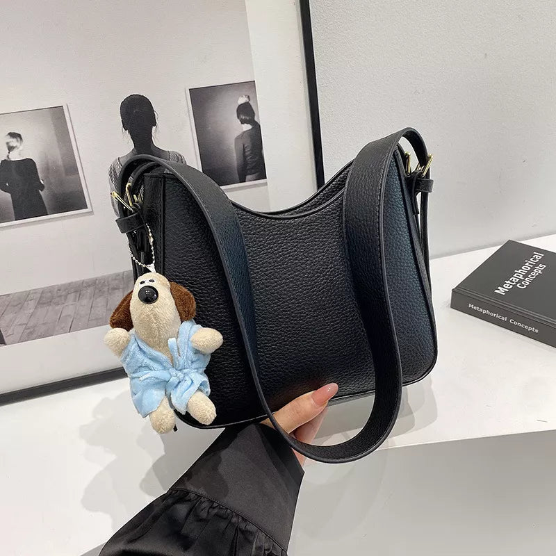 Black Pu Leather Crossbody Bag