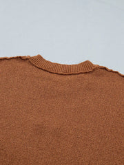 rust oversized pullover sweater with crew neck