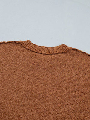 rust oversized pullover sweater with crew neck