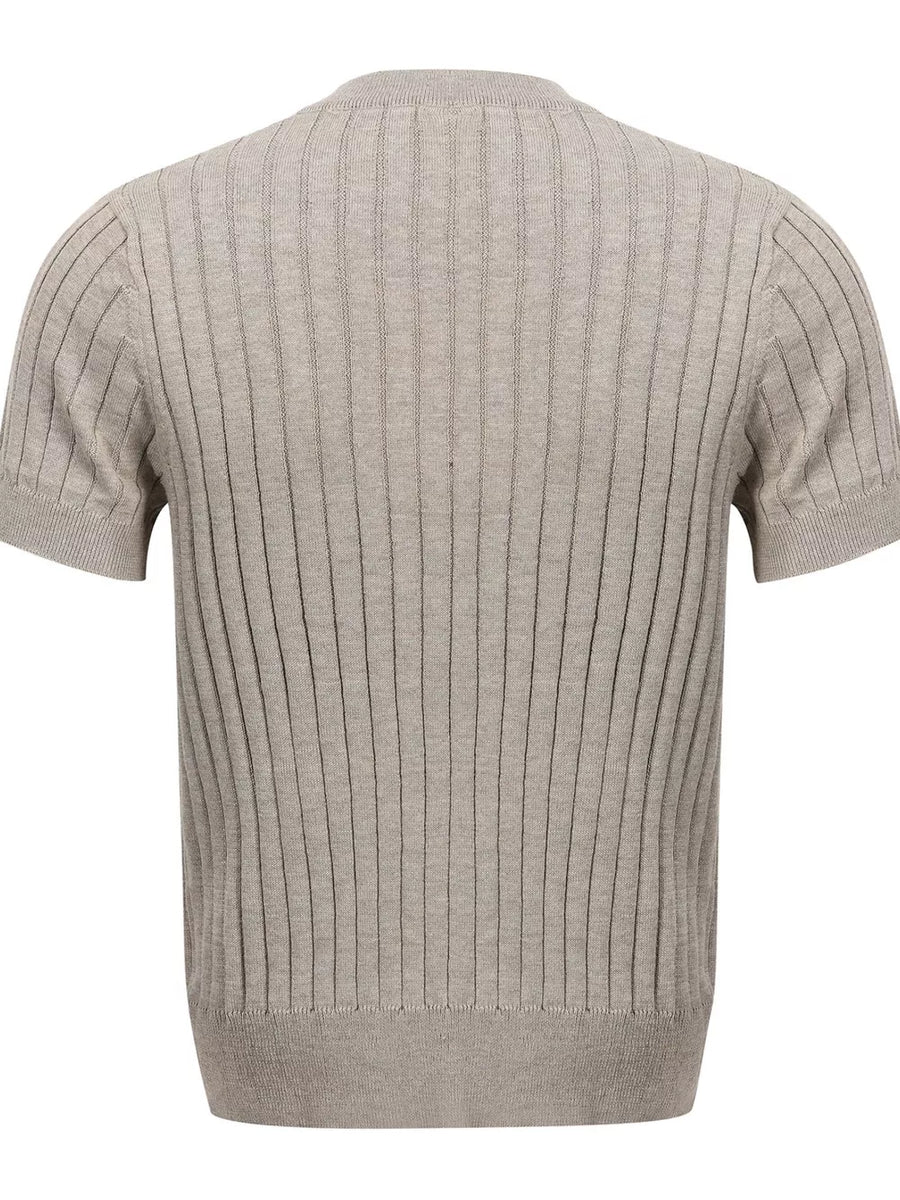 White with Men's Short Sleeve Ribbed Henley Top