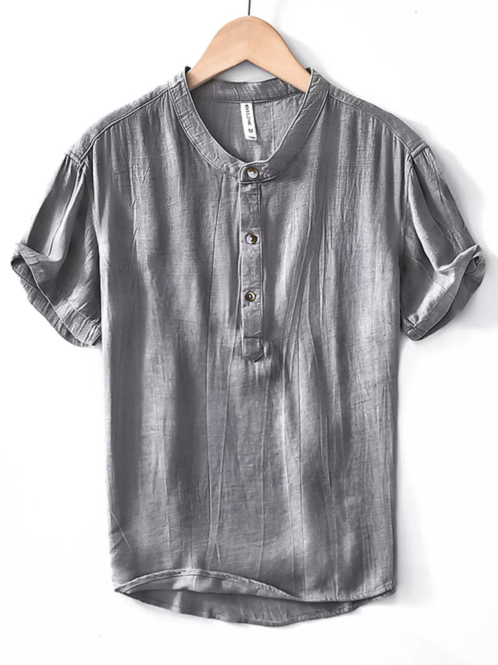 Men's Plus Size Button Detail Short Sleeve Shirt in Green