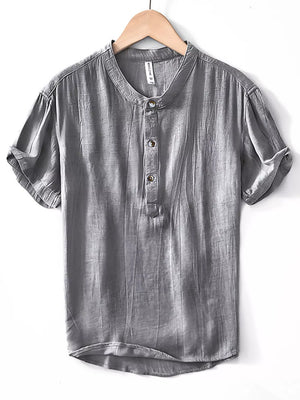 Men's Plus Size Button Detail Short Sleeve Shirt in Green