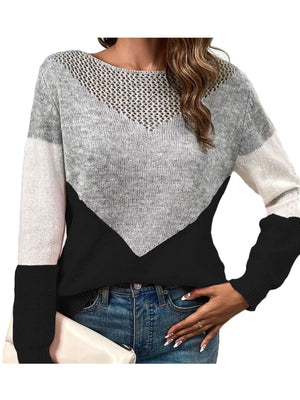 pullover sweater in blush pink with openwork and hip-length
