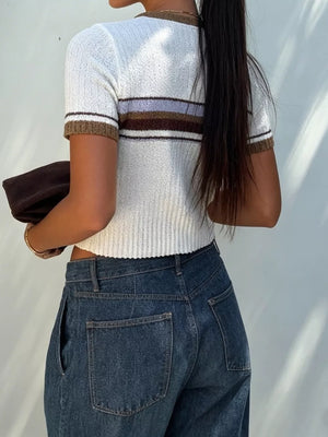 White crop top with cropped and pullover