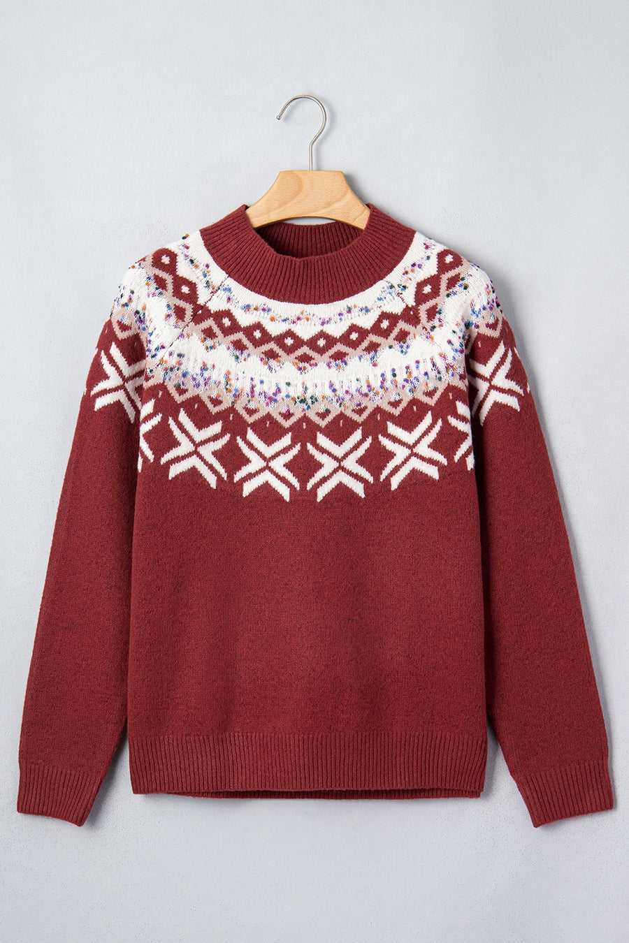 classic pullover sweater in Burgundy with round neck