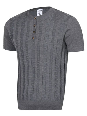Khaki Men's Cable Knit Short Sleeve Top