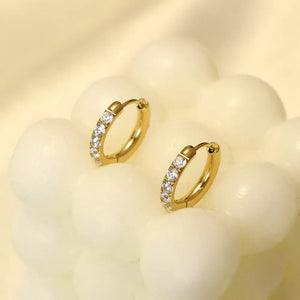 18K Gold-Plated,Titanium Steel,Zircon Care instructions: Avoid wearing during ex earrings in Gold with hoop silhouette