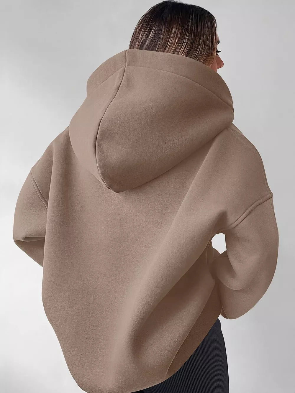 athleisure zip hoodie in Khaki with hooded