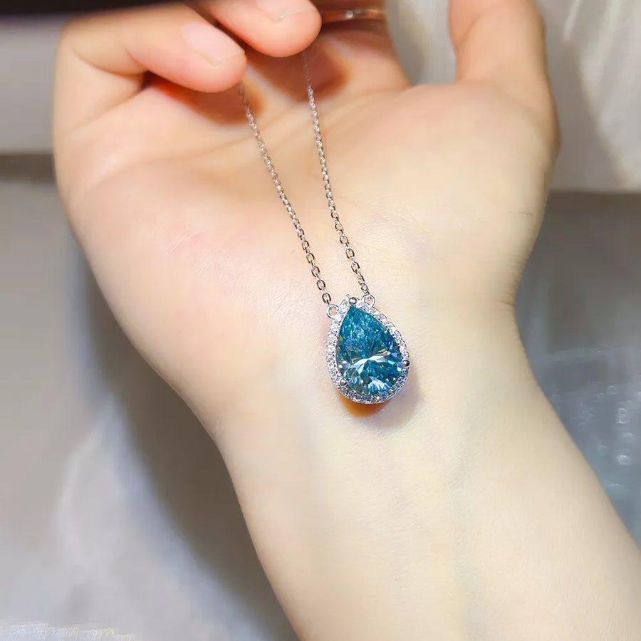 5 Carat Sterling Silver Teardrop Moissanite Necklace option 4