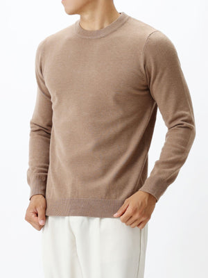 crewneck sweater in Brown with crew neck and long sleeve