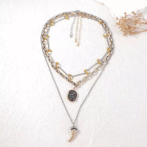 18K Gold-Plated,Zinc alloy Care instructions: Avoid wearing during exercise, as necklace in silver with layered silhouette
