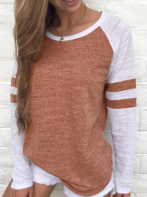 athleisure t-shirt in Brown with round neck