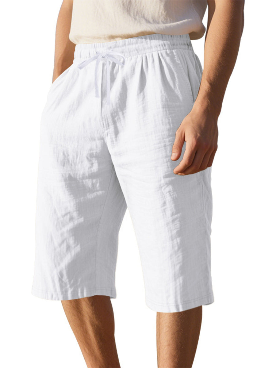 Men's Casual Drawstring Bermuda Shorts Plus Size in Light Blue, view 13