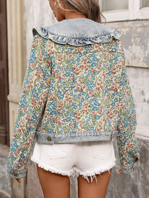 95% Rayon, 5% Polyester Care instructions: Machine wash cold denim jacket in blue with regular silhouette