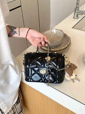 Black crossbody bag with small and turn-lock