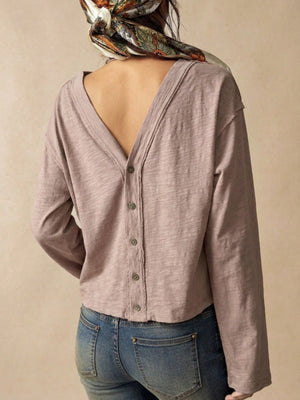 Exposed Seam Long Sleeve Shirt in Black with exposed seam
