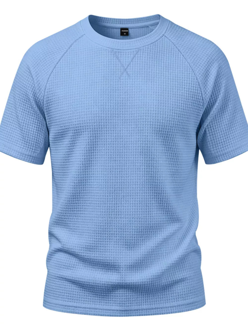 t-shirt in Light Gray with waffle-knit and hip-length