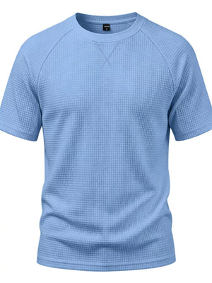 t-shirt in Light Gray with waffle-knit and hip-length