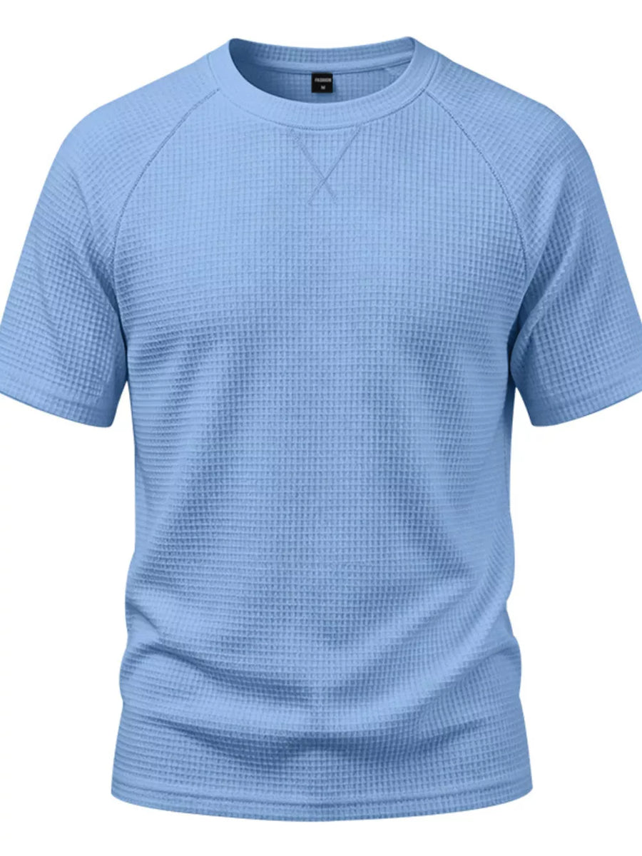 t-shirt in Light Gray with waffle-knit and hip-length