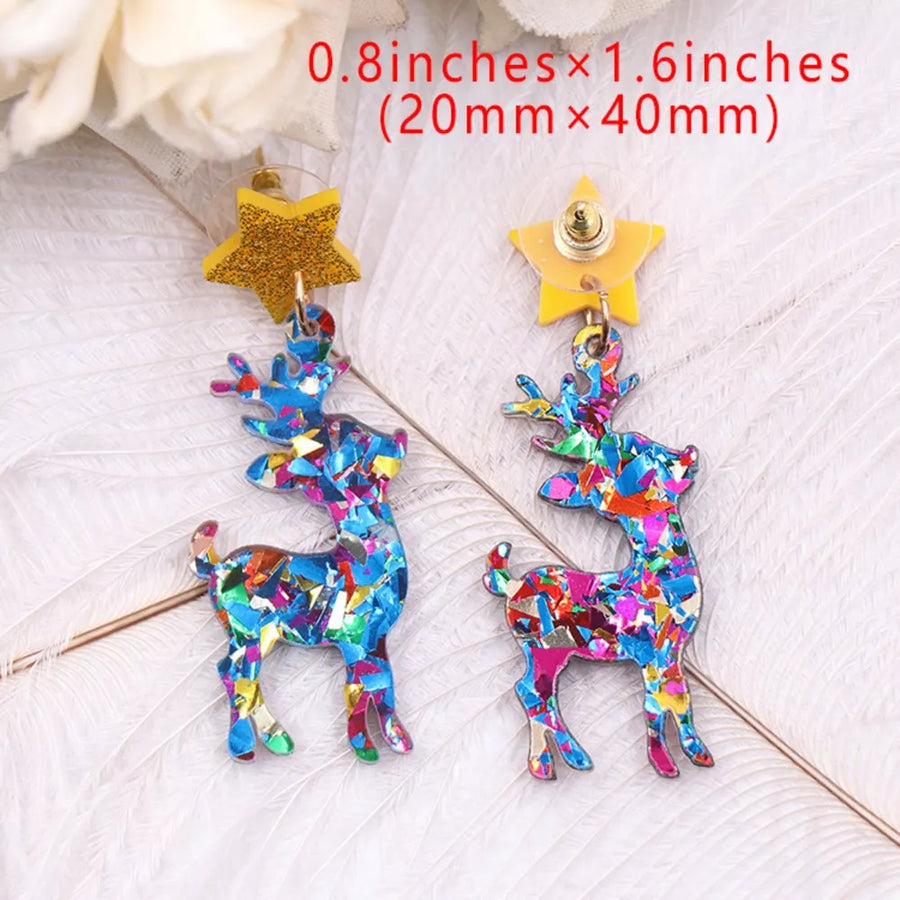 earrings in blue with confetti and dangle