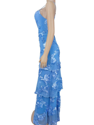 maxi dress in Yellow with floral and tiered