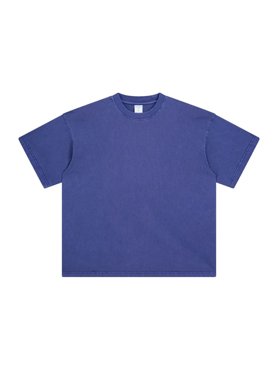 Oversized washed cotton tee in Dusty Blue with a relaxed fit and crewneck.