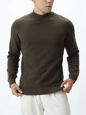 mock neck sweater in Army Green with plus-size and hip-length