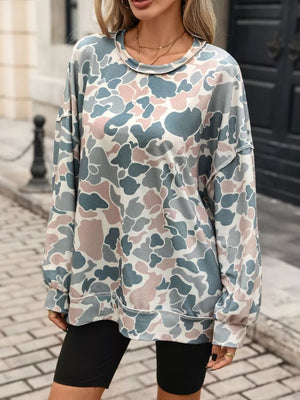 Pink sweatshirt with ribbed cuffs and long sleeve