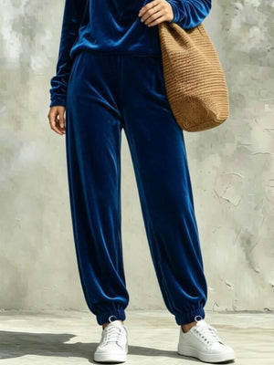 glam pajama set in Brown with cowl neck