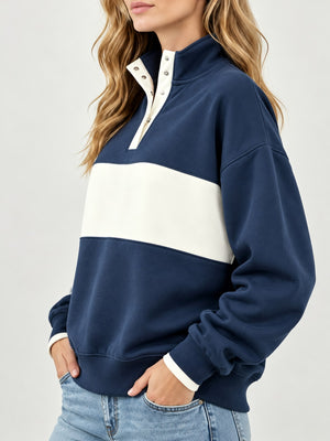 sweatshirt in Tan with mock neck and long sleeve