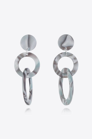 Grey marbled drop earrings with interlocking rings