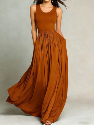 100% polyester Care instructions: Machine wash cold maxi dress in Black with A-line silhouette