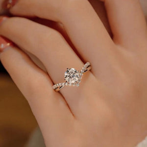Sterling silver moissanite ring with accent stones and certificate