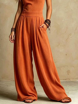 jumpsuit in Orange with pocketed and full-length