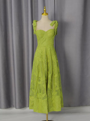 Sweetheart Neck Tie-strap Dress in Green
