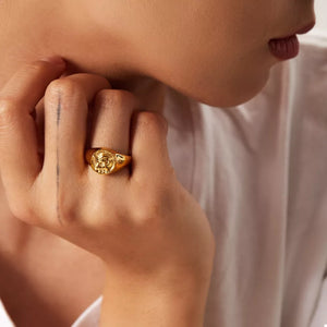 18K Gold-Plated,Stainless Steel Care instructions: Avoid wearing during exercise ring in Gold with straight silhouette