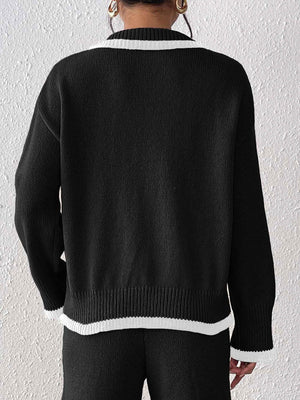 pullover sweater in Eggshell with ribbed hem and hip-length