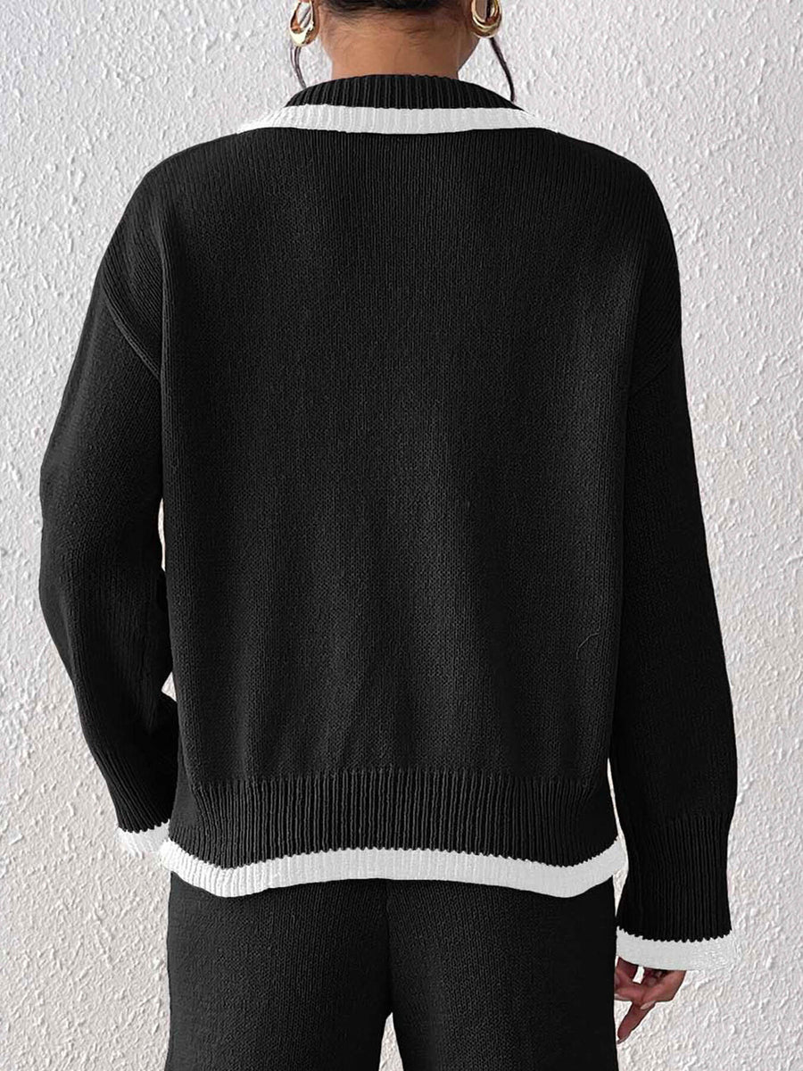 pullover sweater in Eggshell with ribbed hem and hip-length