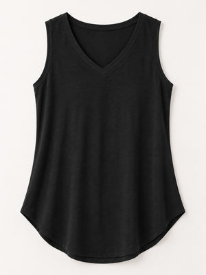 minimalist tank top in White with v-neck