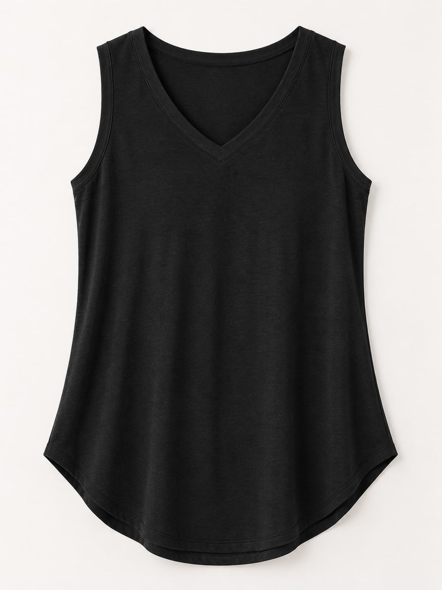 minimalist tank top in White with v-neck