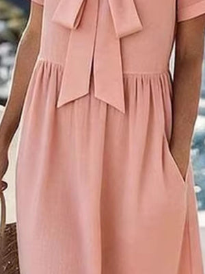 romantic midi dress in light blue with v-neck