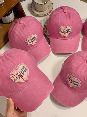 Heart Cat Baseball Cap Blush Pink option 4