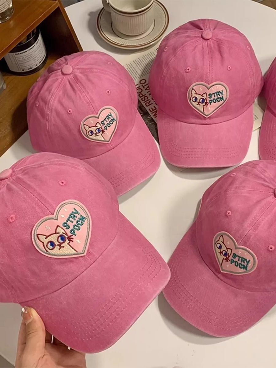 Heart Cat Baseball Cap Blush Pink option 4